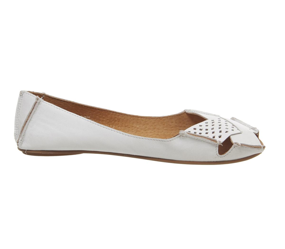 OFFICEFelt Peep Toe ShoeWhite Leather
