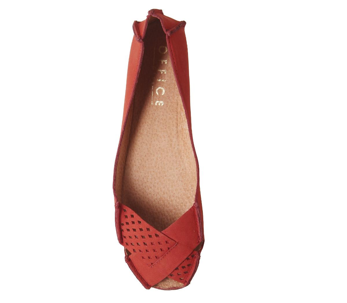 OFFICEFelt Peep Toe ShoeRed Leather