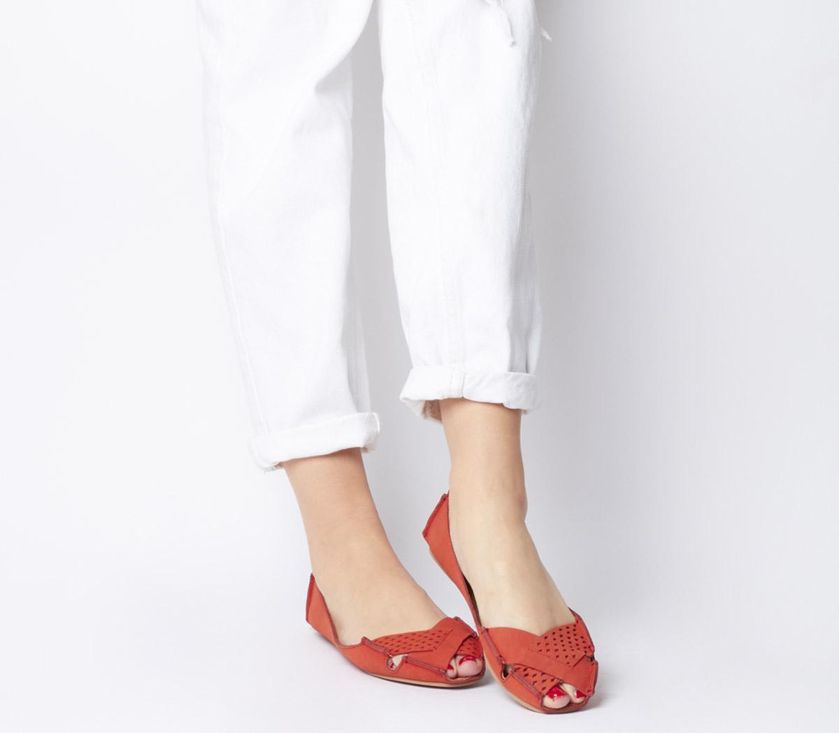 Red open toe on sale flats