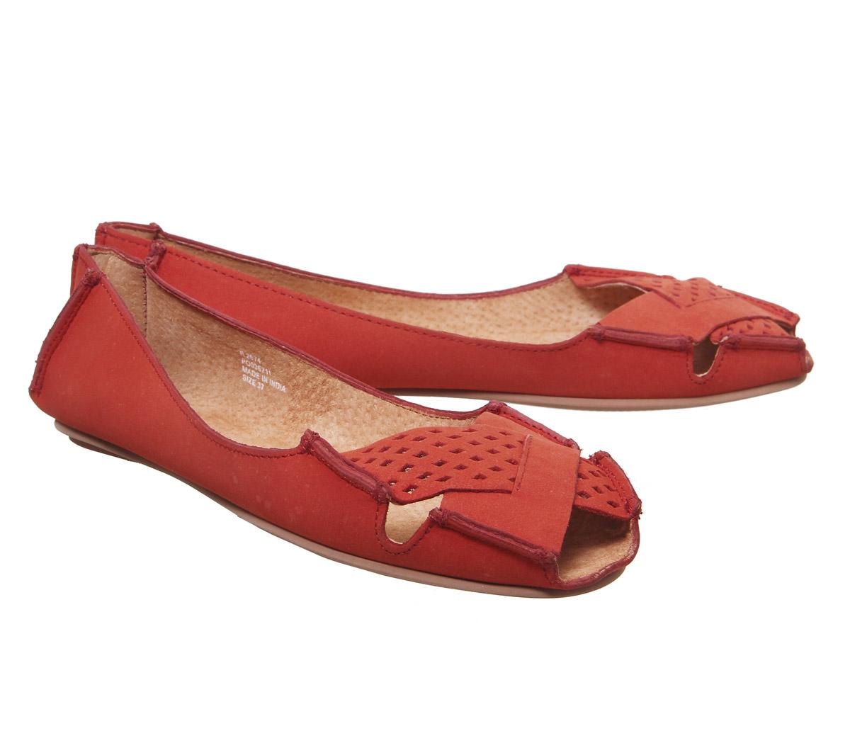OFFICEFelt Peep Toe ShoeRed Leather