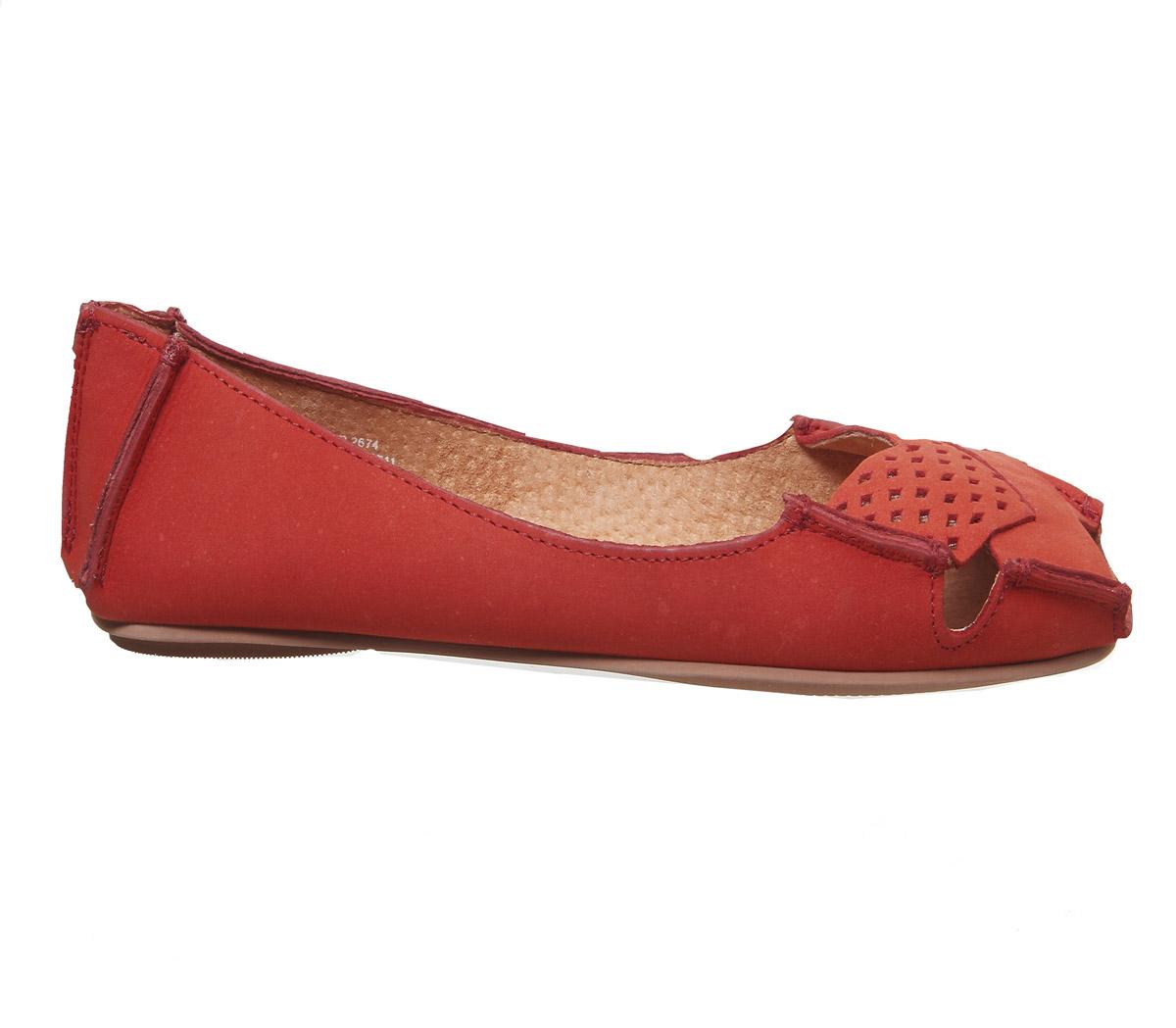 OFFICEFelt Peep Toe ShoeRed Leather