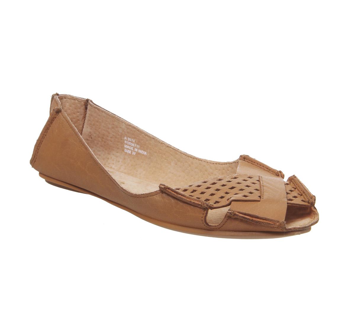 OFFICEFelt Peep Toe ShoeTan Leather