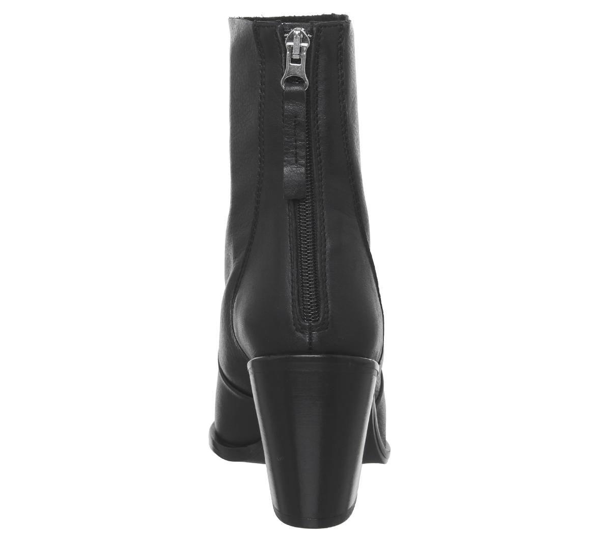 OFFICEAttack Unlined Point Block HeelsBlack Leather