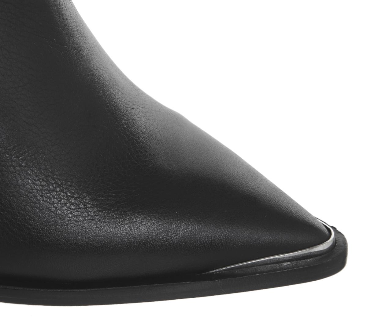 OFFICEAttack Unlined Point Block HeelsBlack Leather