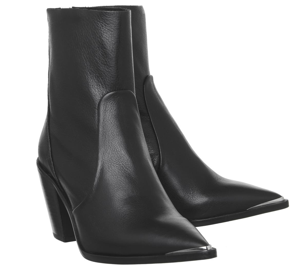 OFFICEAttack Unlined Point Block HeelsBlack Leather