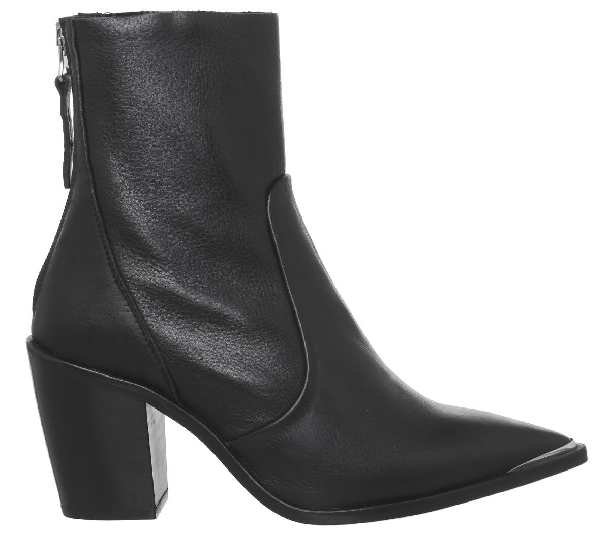 OFFICEAttack Unlined Point Block HeelsBlack Leather