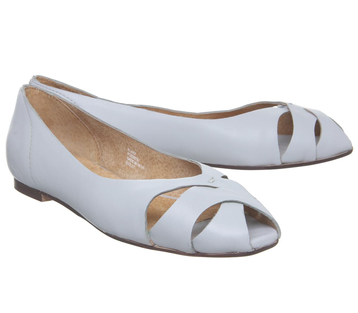 OFFICEFickle Peep Toe FlatsBlue Leather