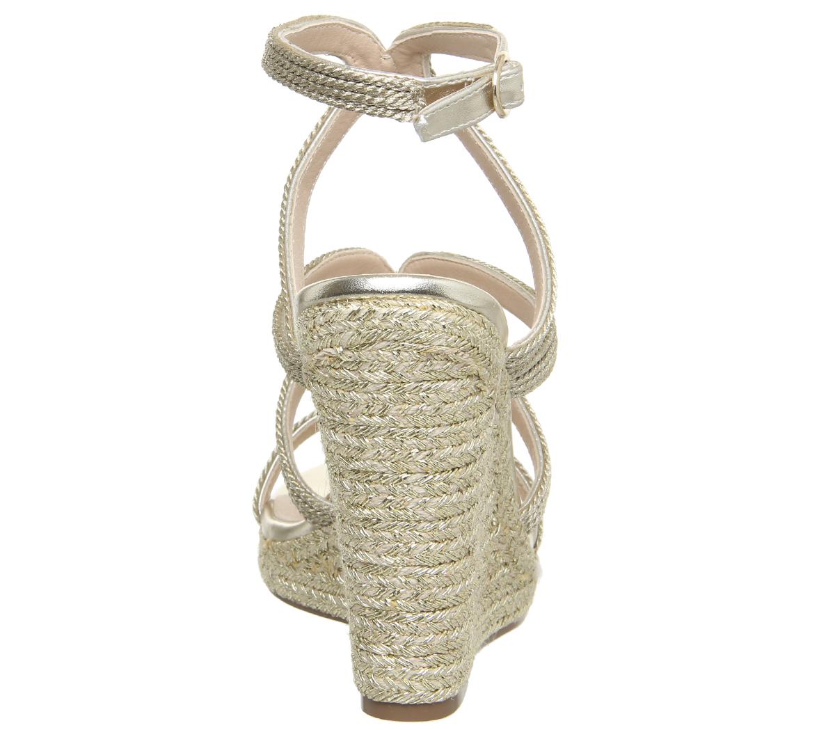 OFFICEHoneydew Glam Strappy WedgeGold Metallic