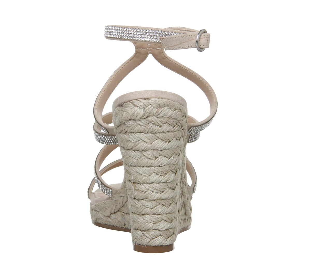 OFFICEHoneydew Glam Strappy WedgeBeige Diamante