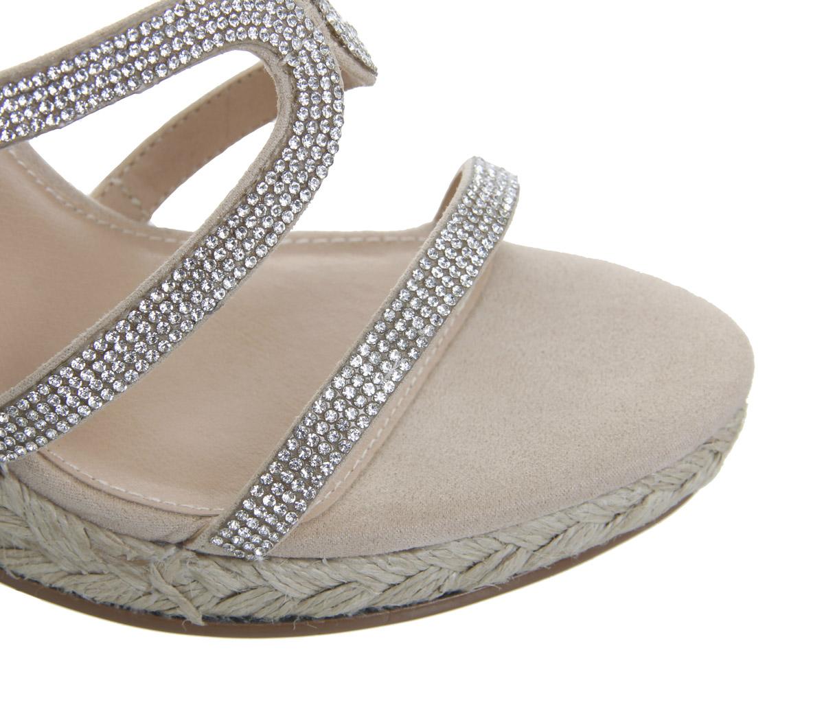 OFFICEHoneydew Glam Strappy WedgeBeige Diamante