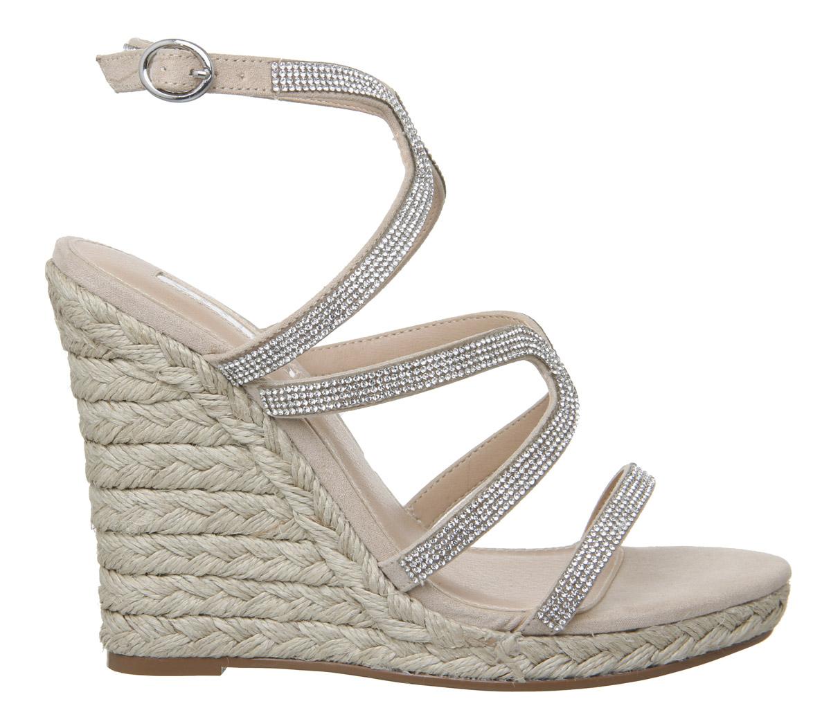 OFFICEHoneydew Glam Strappy WedgeBeige Diamante