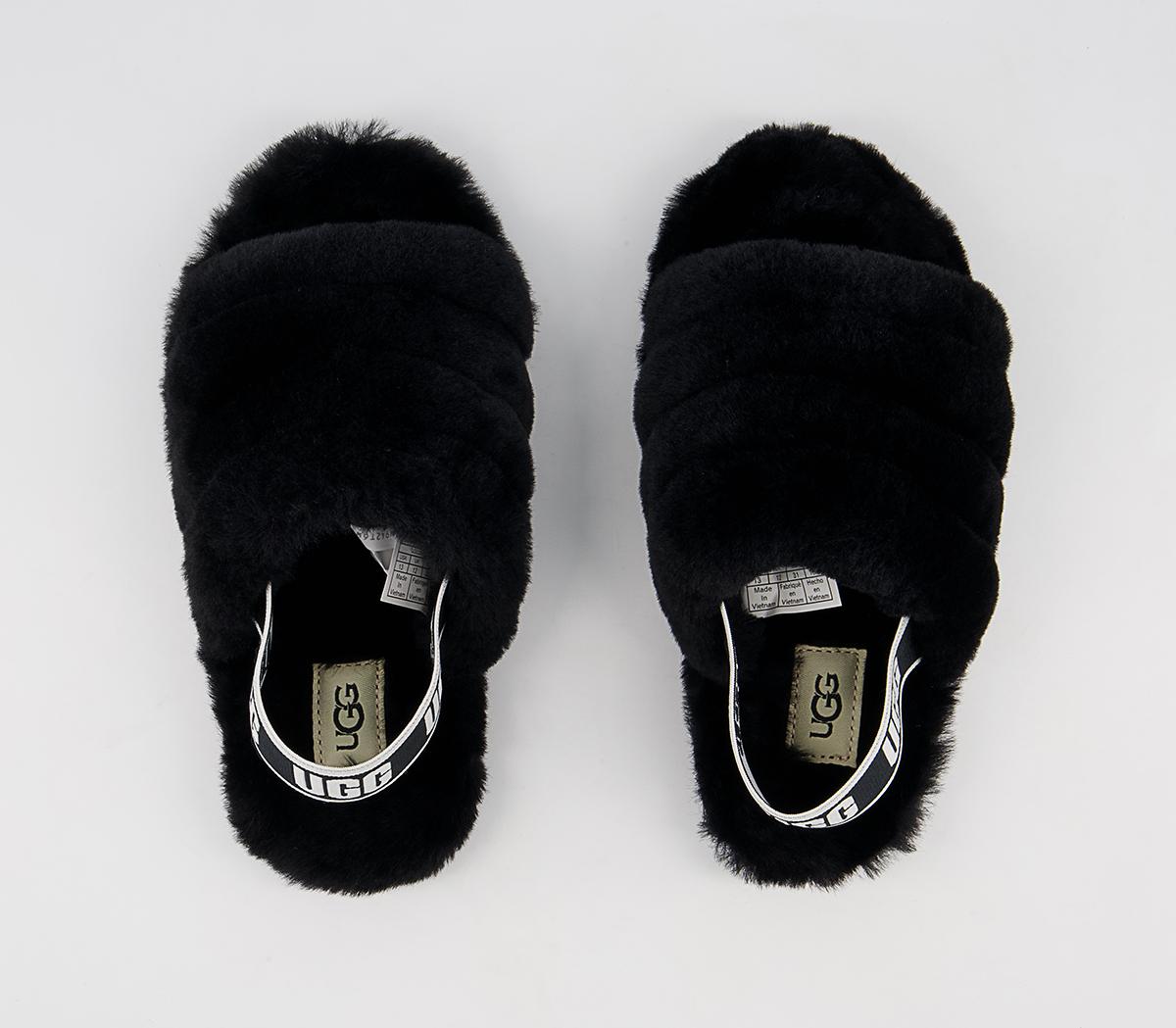 UGG Fluff Yeah Slide Youth Slippers UGG Fluff Yeah Slide Youth Slippers Black