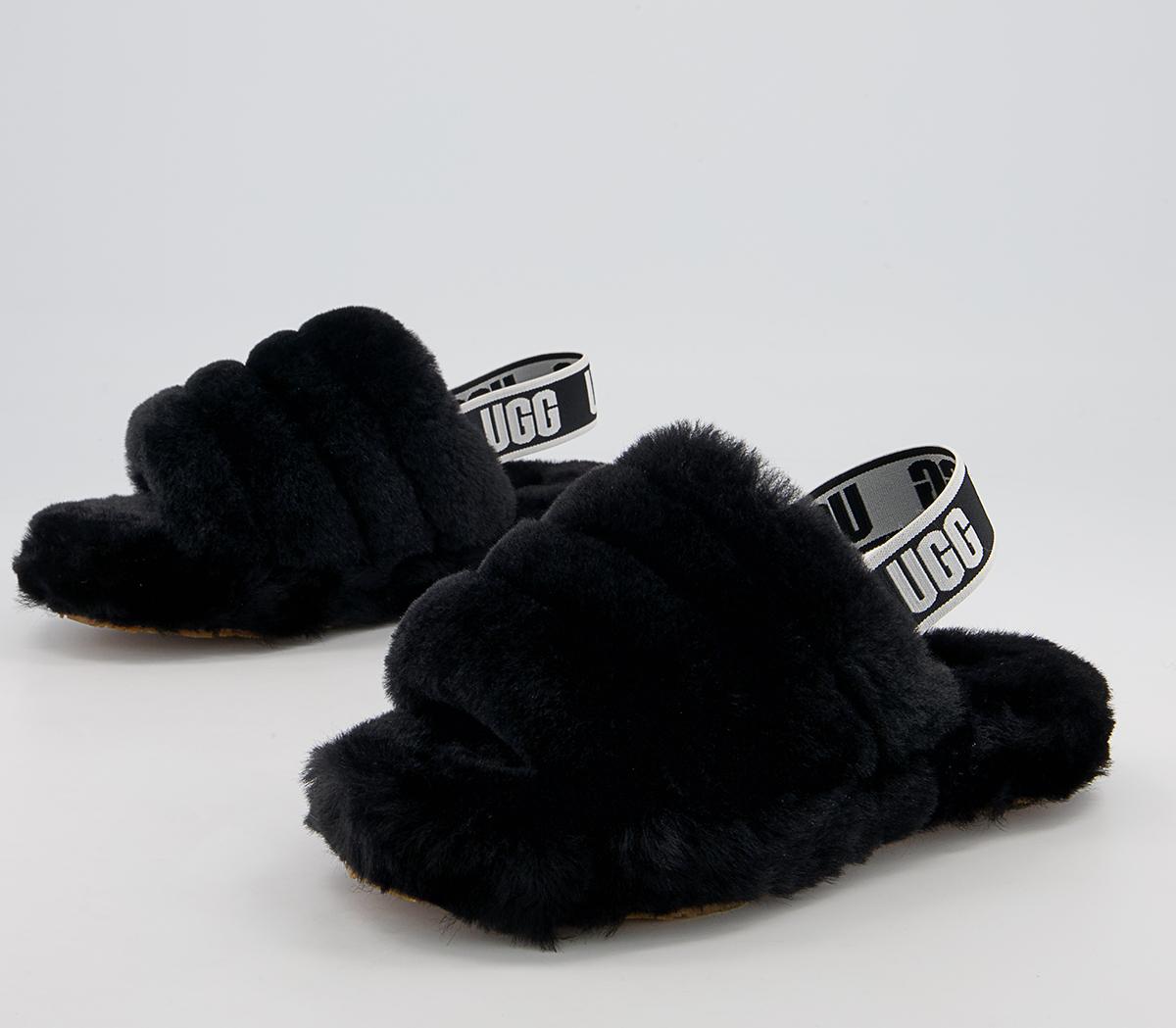 UGG Fluff Yeah Slide Youth Slippers UGG Fluff Yeah Slide Youth Slippers Black
