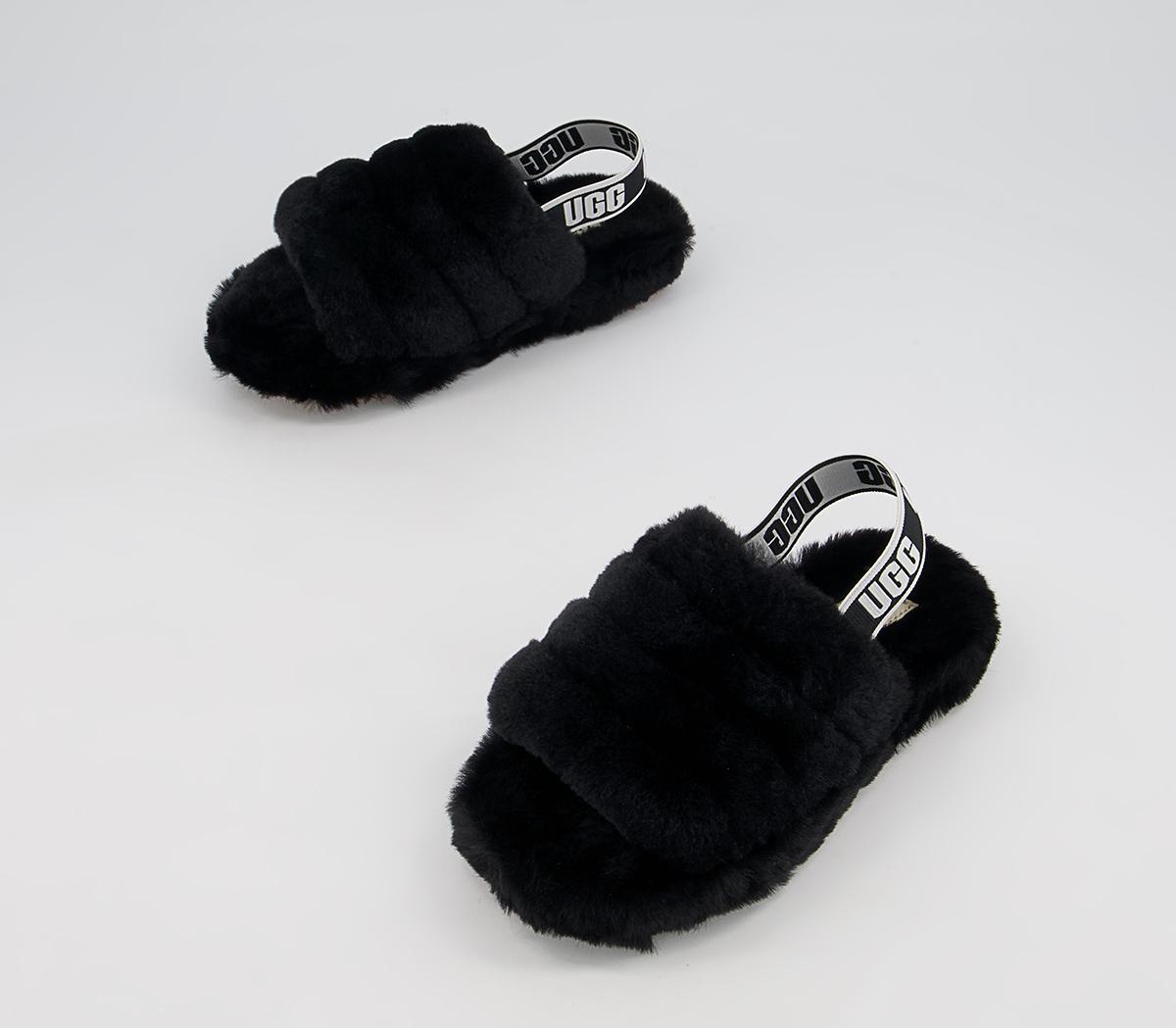 UGG Fluff Yeah Slide Youth Slippers Black - Unisex