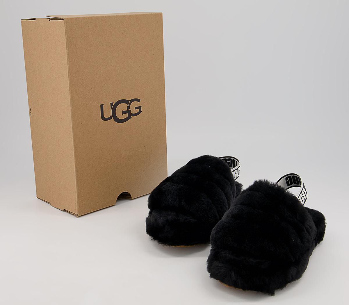 UGG Fluff Yeah Slide Youth Slippers UGG Fluff Yeah Slide Youth Slippers Black