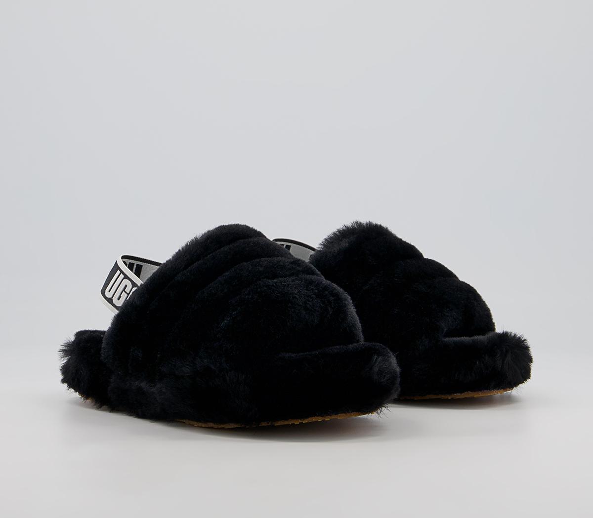 UGG Fluff Yeah Slide Youth Slippers UGG Fluff Yeah Slide Youth Slippers Black
