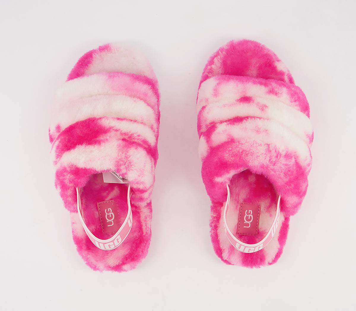 UGG Fluff Yeah Slide Youth Slippers UGG Fluff Yeah Slide Youth Slippers Pink Rose Seashell Pink Marble