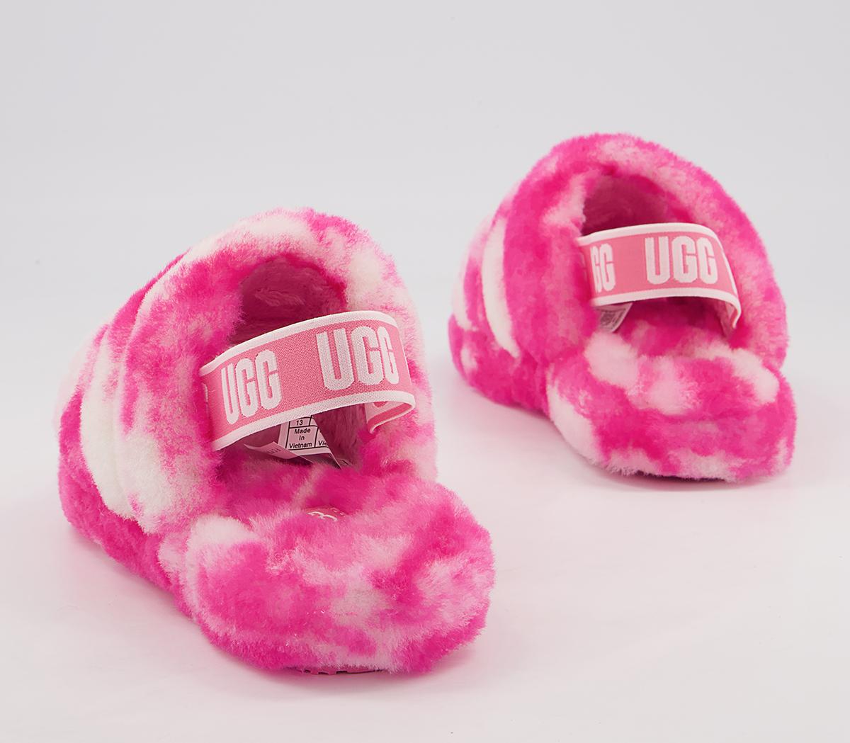 UGG Fluff Yeah Slide Youth Slippers UGG Fluff Yeah Slide Youth Slippers Pink Rose Seashell Pink Marble