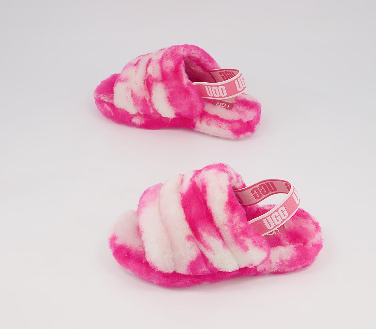 UGG Fluff Yeah Slide Youth Slippers UGG Fluff Yeah Slide Youth Slippers Pink Rose Seashell Pink Marble