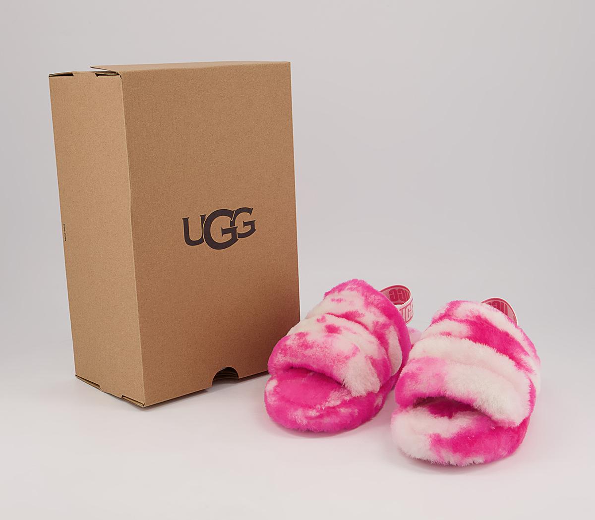 UGG Fluff Yeah Slide Youth Slippers UGG Fluff Yeah Slide Youth Slippers Pink Rose Seashell Pink Marble