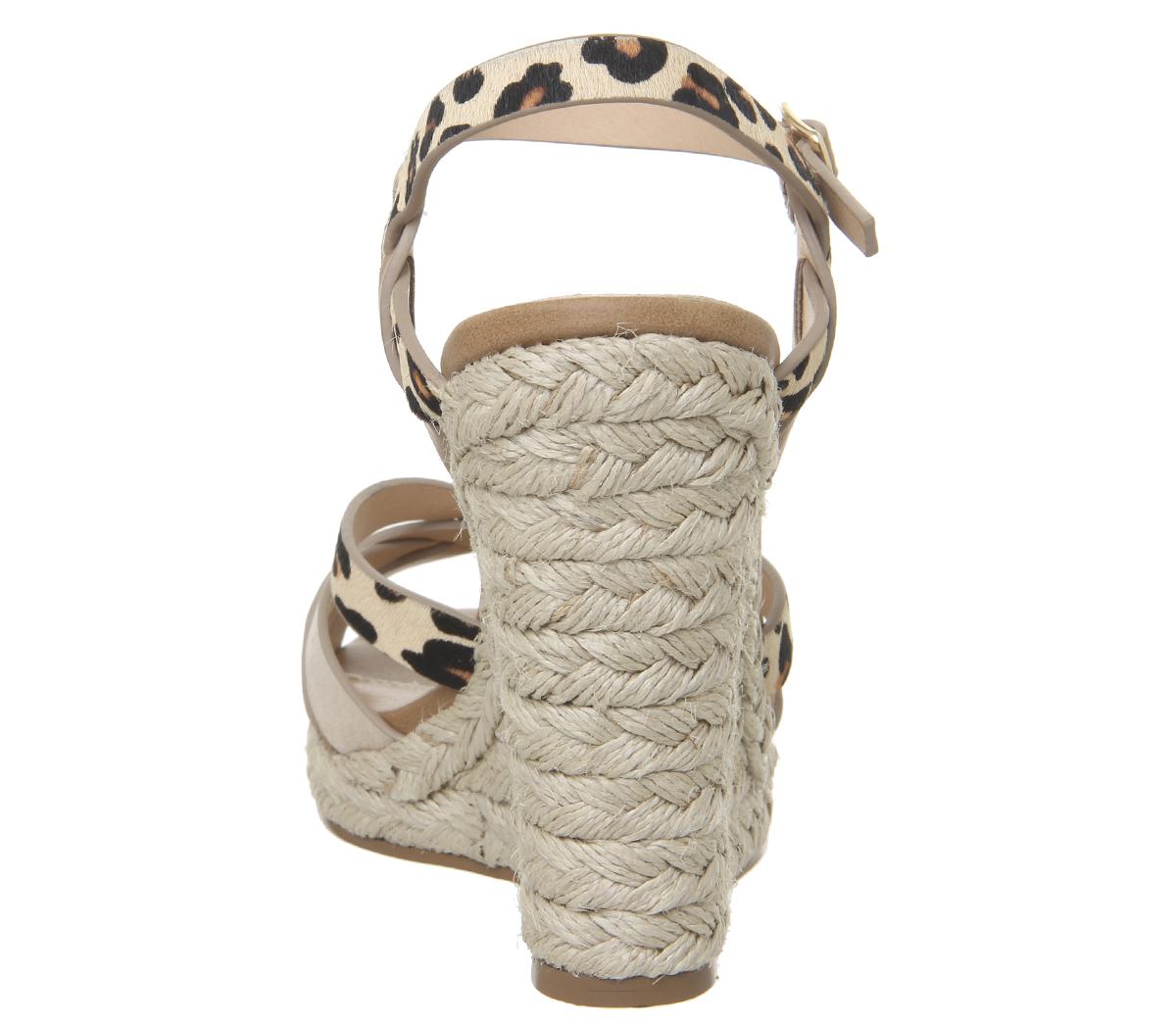 OFFICEHalf Moon Woven WedgesTan With Leopard Cow Hair