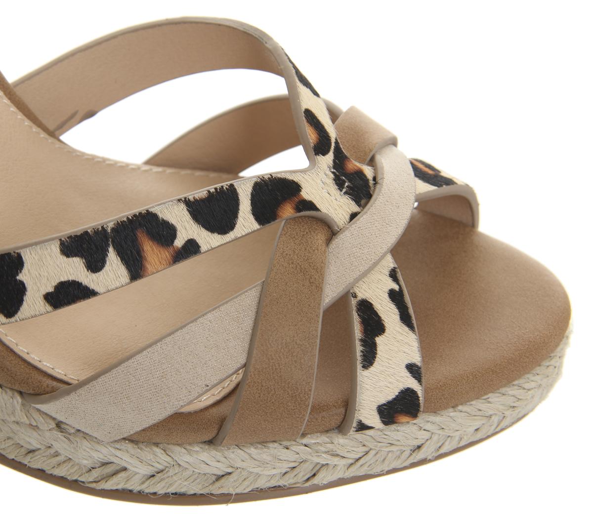 OFFICEHalf Moon Woven WedgesTan With Leopard Cow Hair