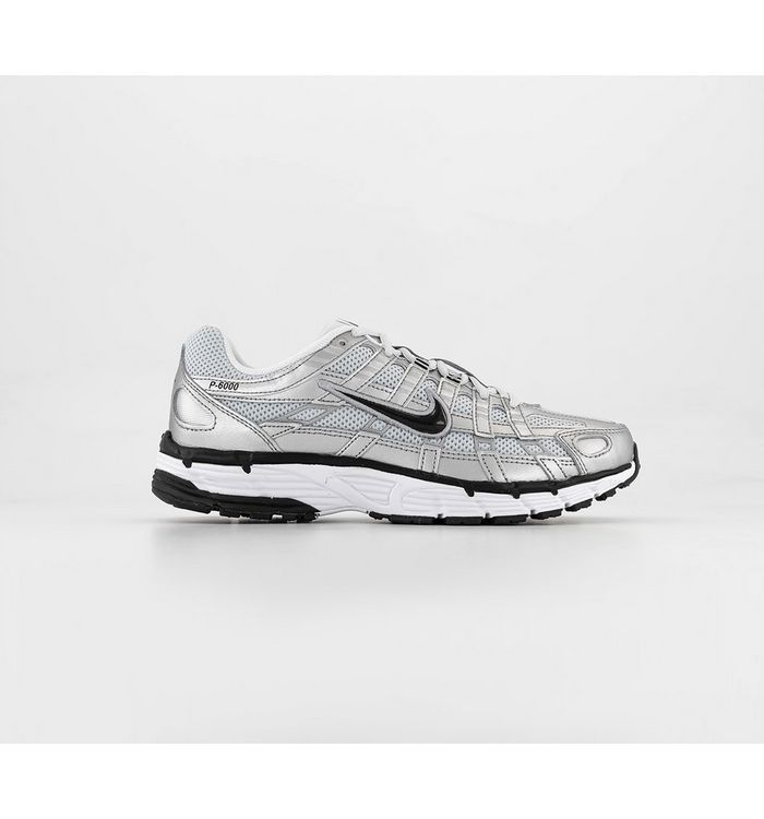 Nike P-6000 Trainers White Silver Black Leather