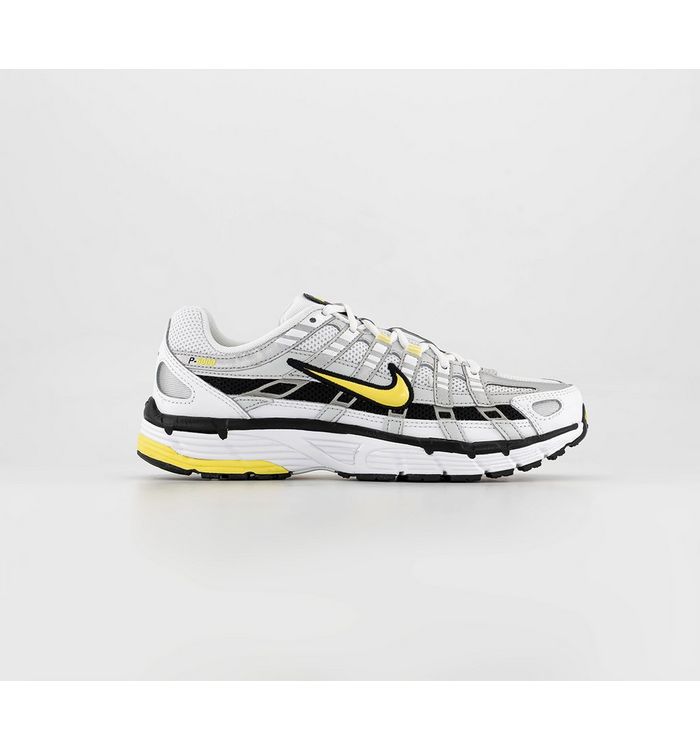 Nike P-6000 Trainers White Silver Yellow Black Leather