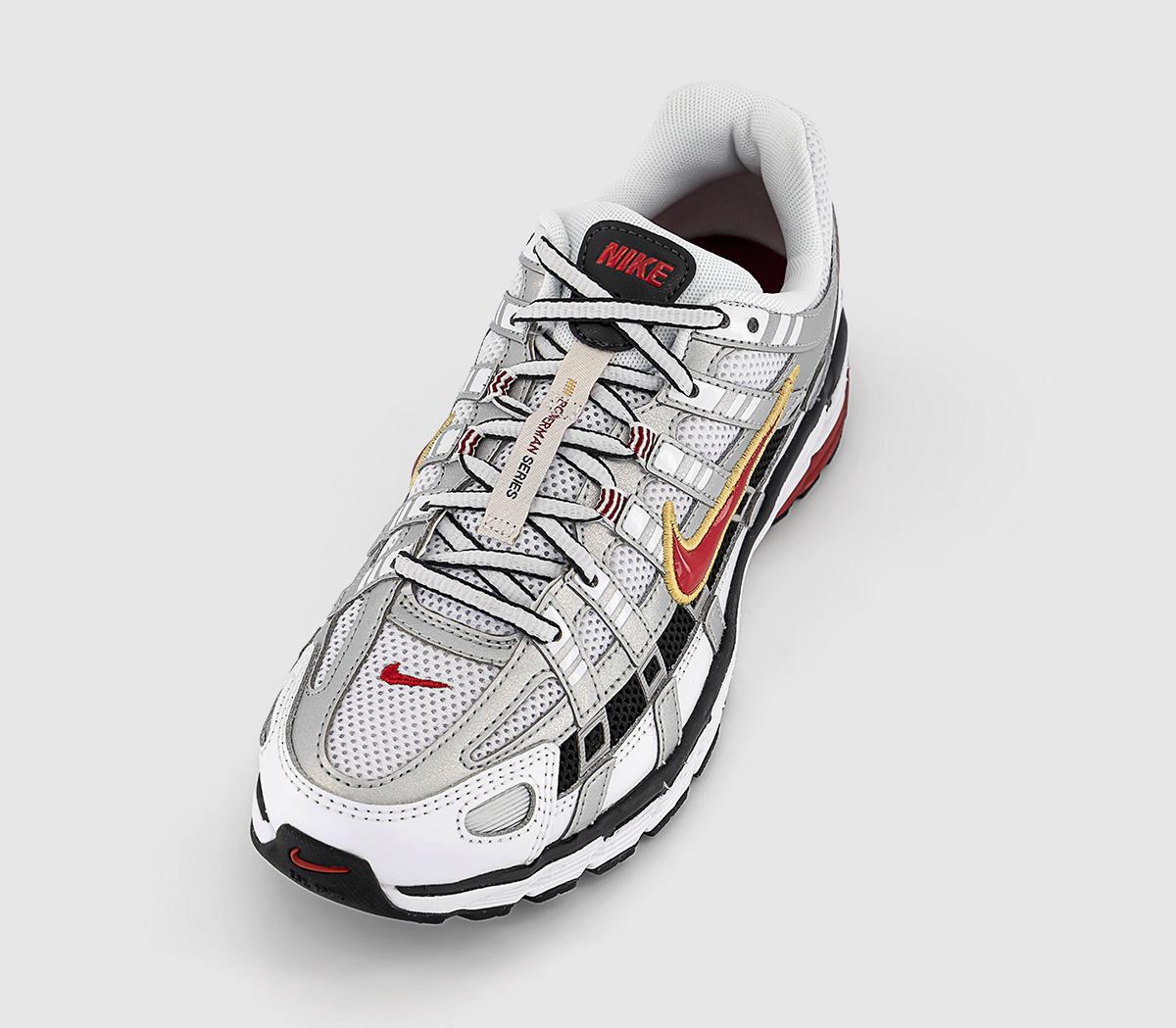 NikeP-6000 Trainers White Varisty Red Metallic Platinum White