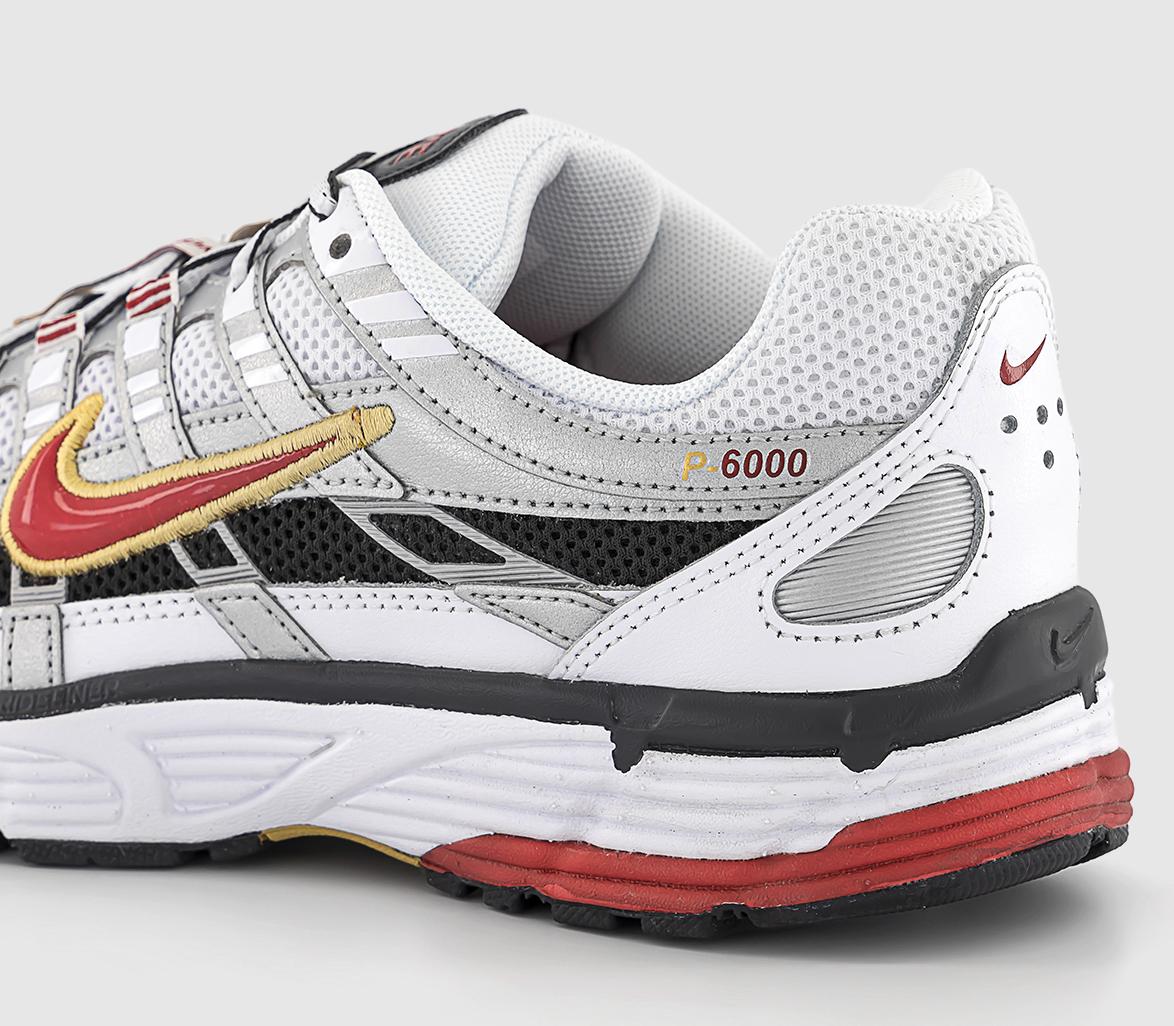 NikeP-6000 Trainers White Varisty Red Metallic Platinum White