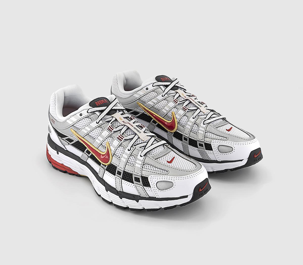 NikeP-6000 Trainers White Varisty Red Metallic Platinum White