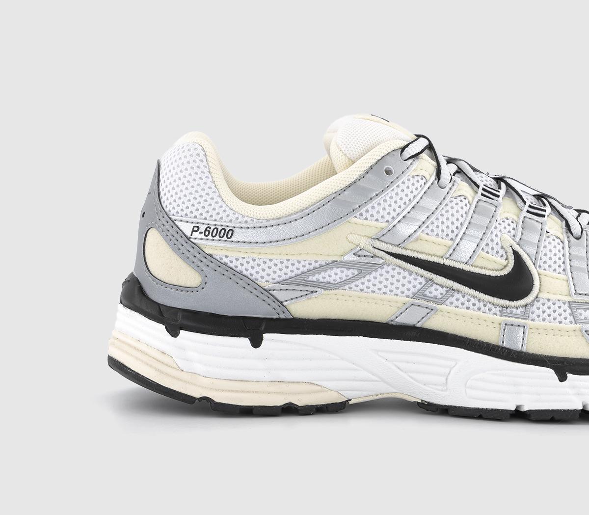 NikeP-6000 TrainersCoconut Milk Black Summit White Matalic Silver