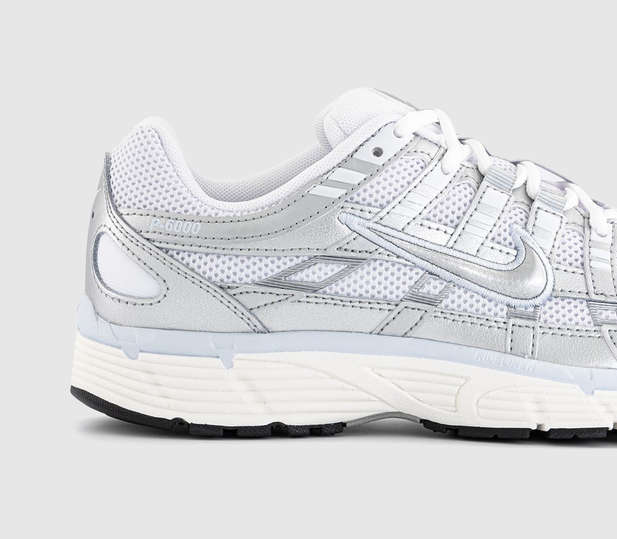 Nike P-6000 Trainers Nike P-6000 Trainers White Metallic Silver Blue Tint Sail