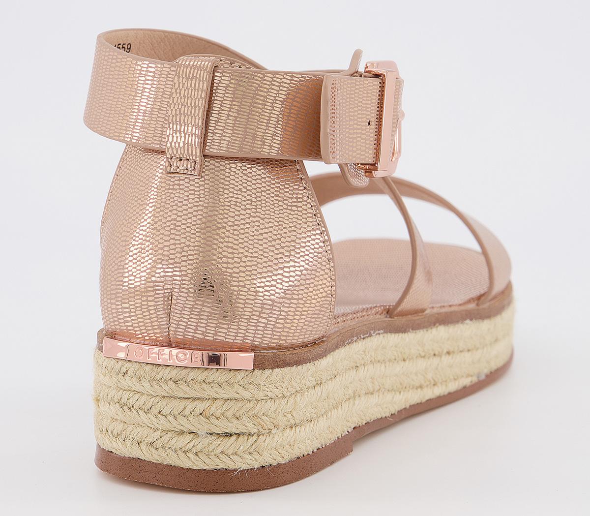 OFFICEMaximum Cross Over Flatform HeelsRose Gold Lizard