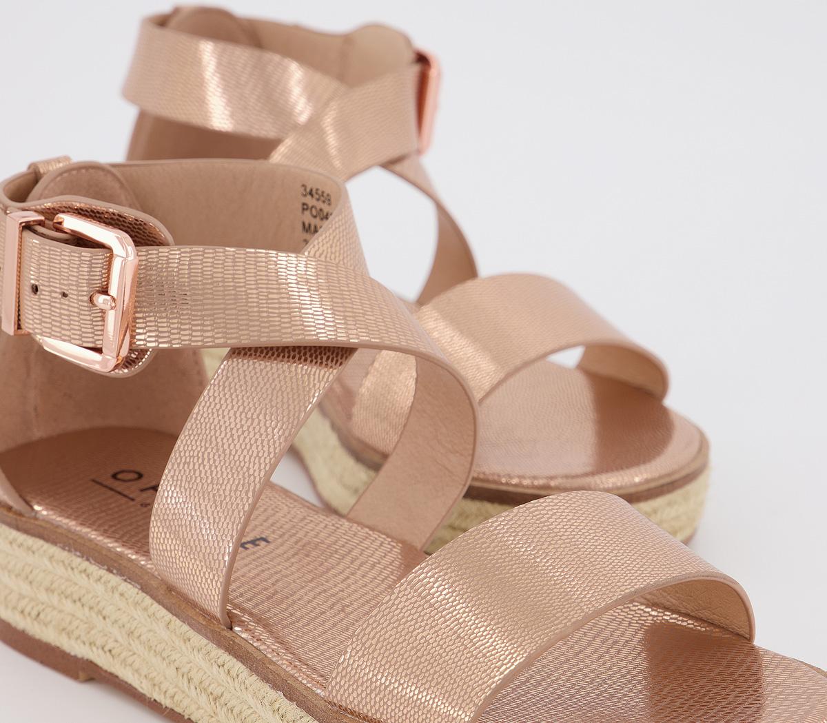 OFFICEMaximum Cross Over Flatform HeelsRose Gold Lizard