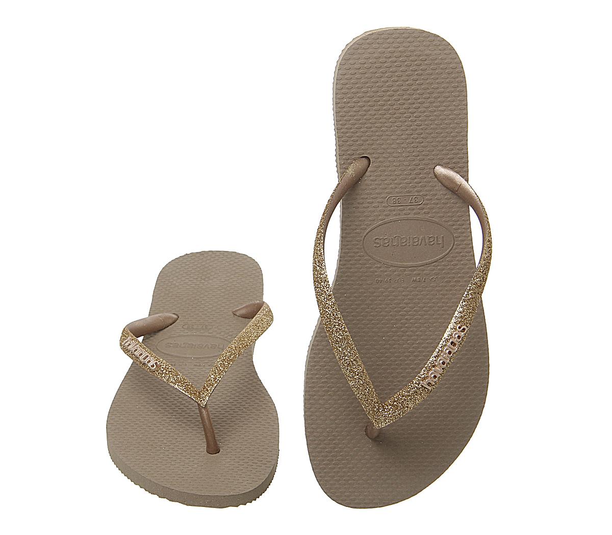 Havaianas Slim Glitter Flip Flops Rose Gold Women’s Sandals
