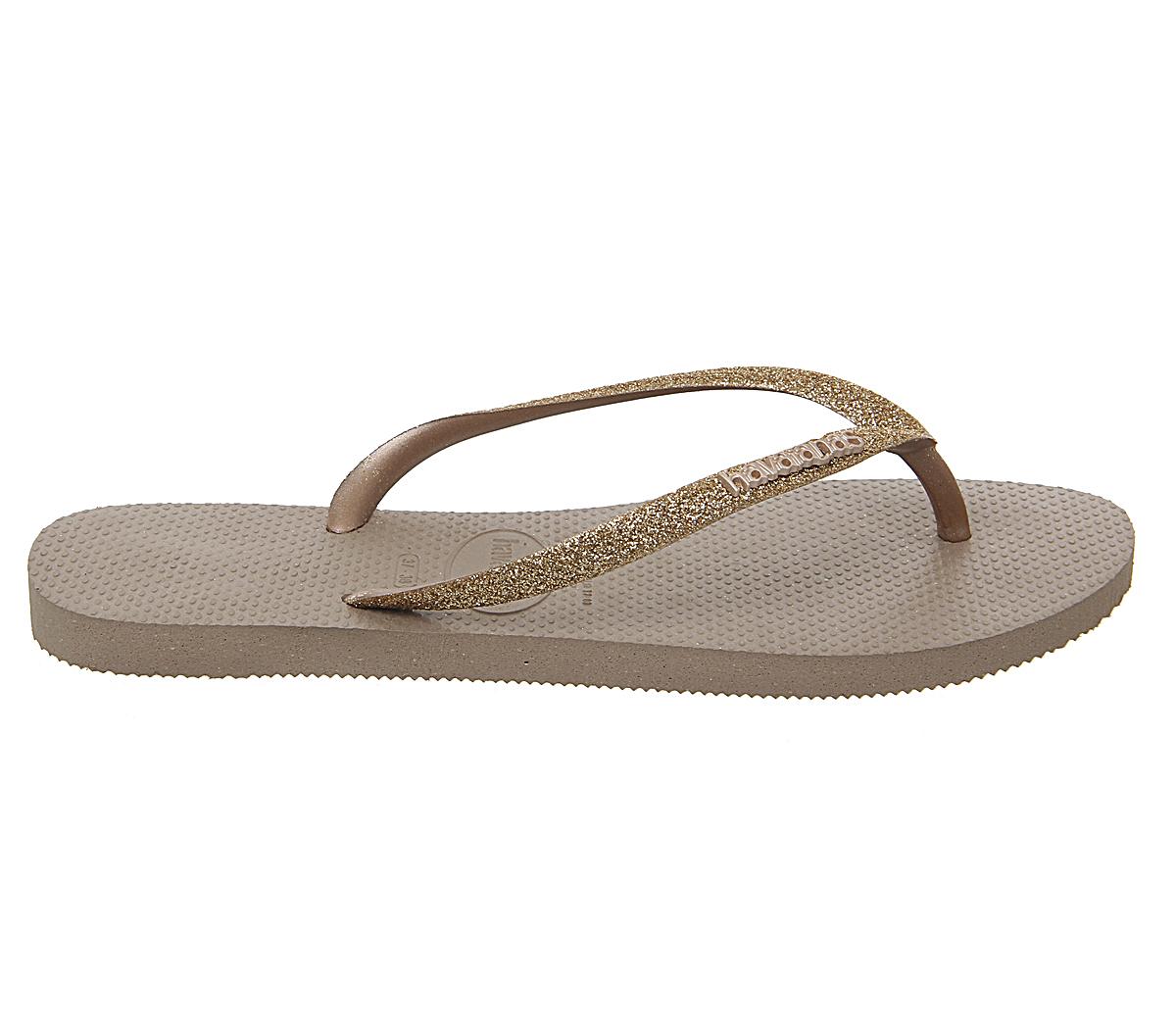 Havaianas Slim Glitter Flip Flops Rose Gold - Women’s Sandals