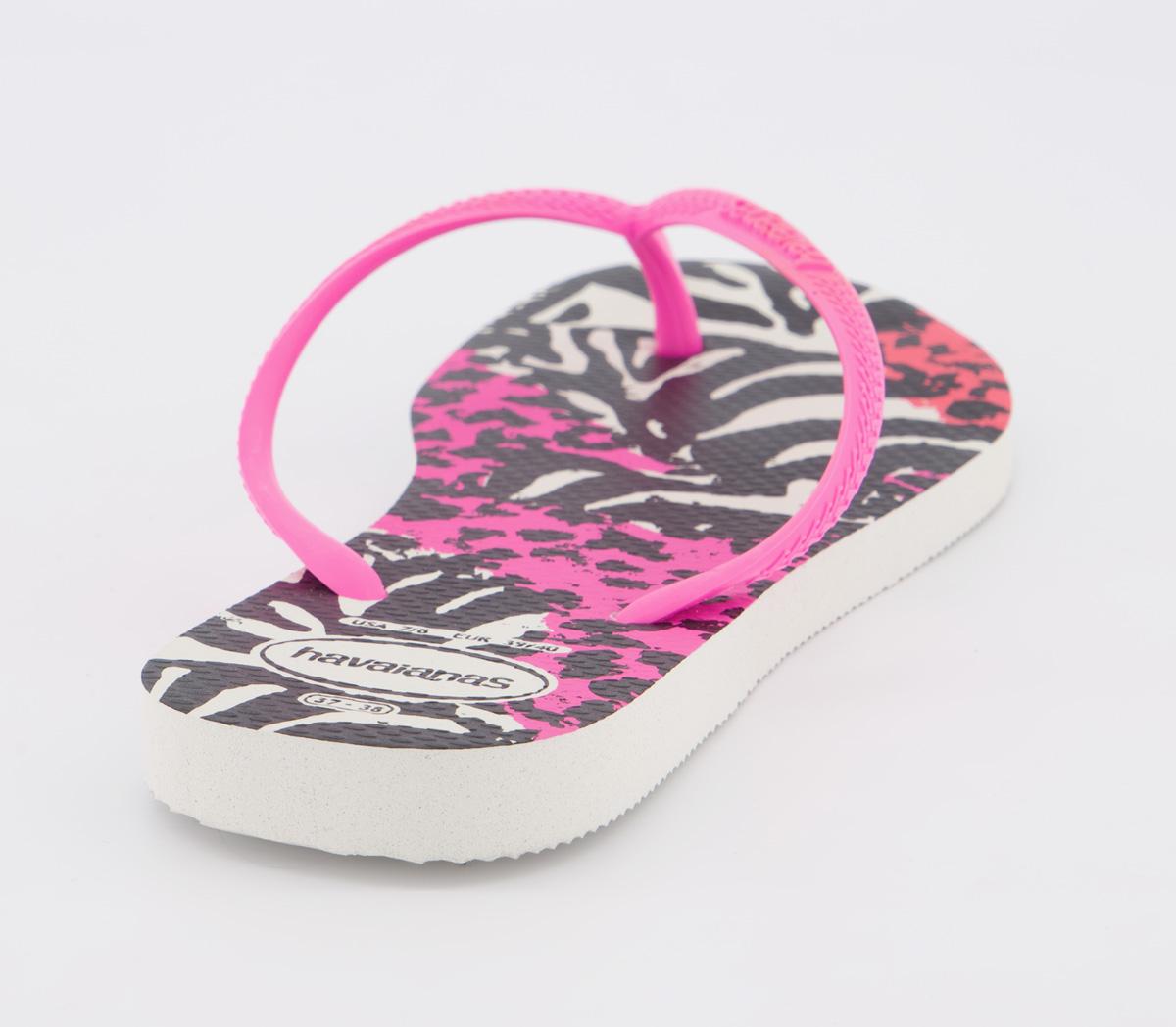 Havaianas Slim Animals Flip Flops Havaianas Slim Animals Flip Flops White Shocking Pink
