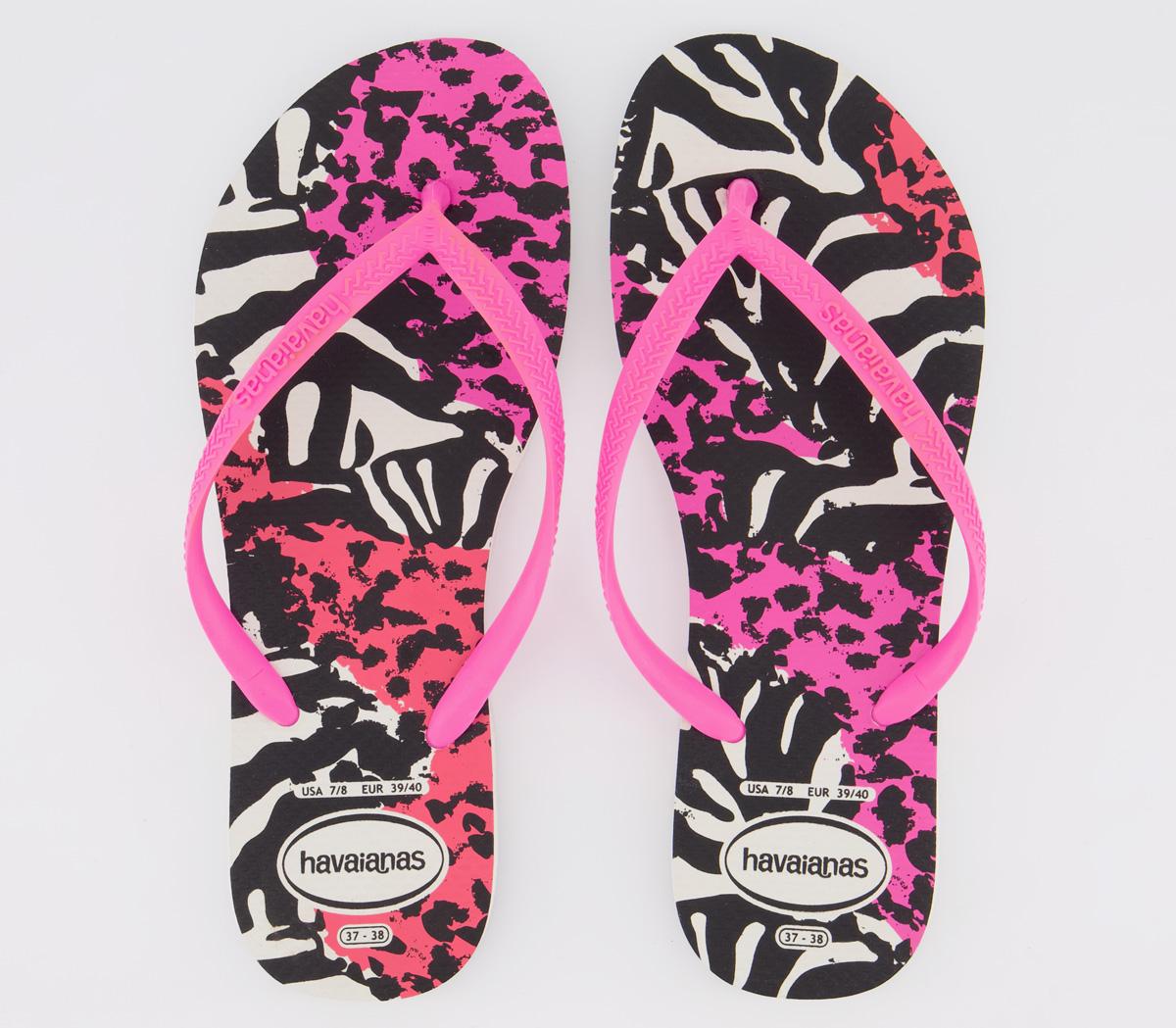Havaianas Slim Animals Flip Flops Havaianas Slim Animals Flip Flops White Shocking Pink
