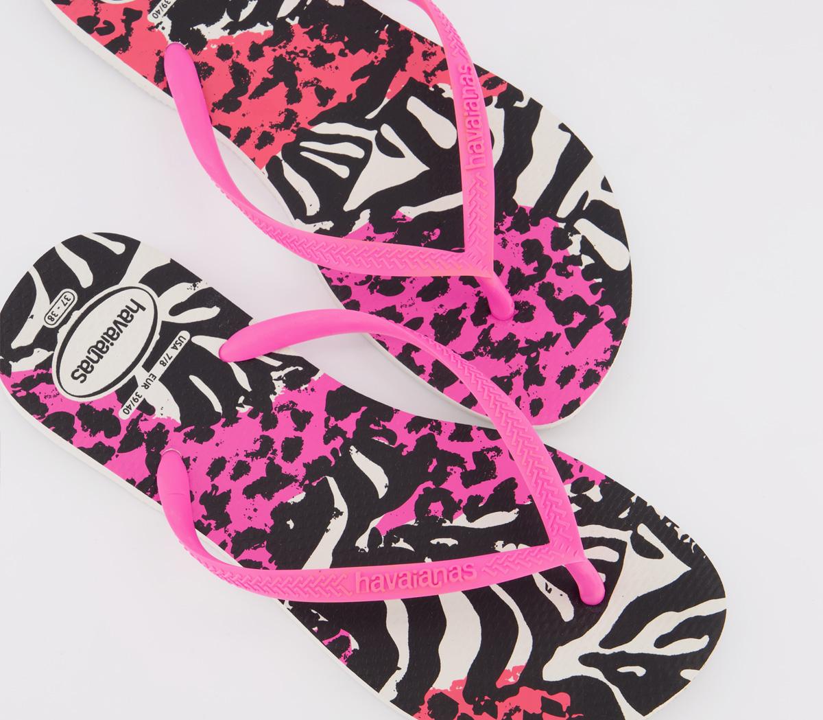 Havaianas Slim Animals Flip Flops Havaianas Slim Animals Flip Flops White Shocking Pink
