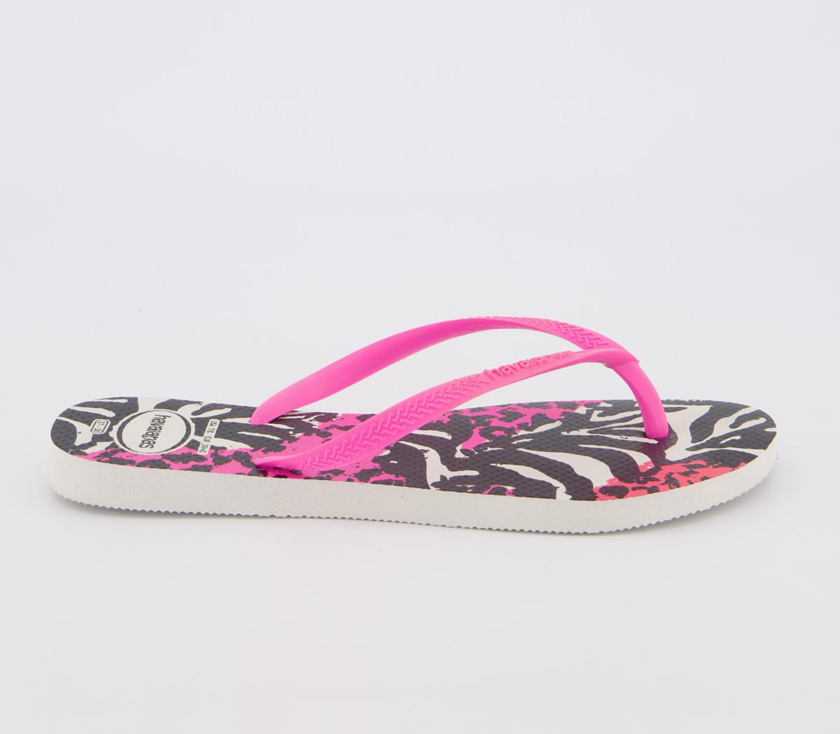 Havaianas Slim Animals Flip Flops Havaianas Slim Animals Flip Flops White Shocking Pink