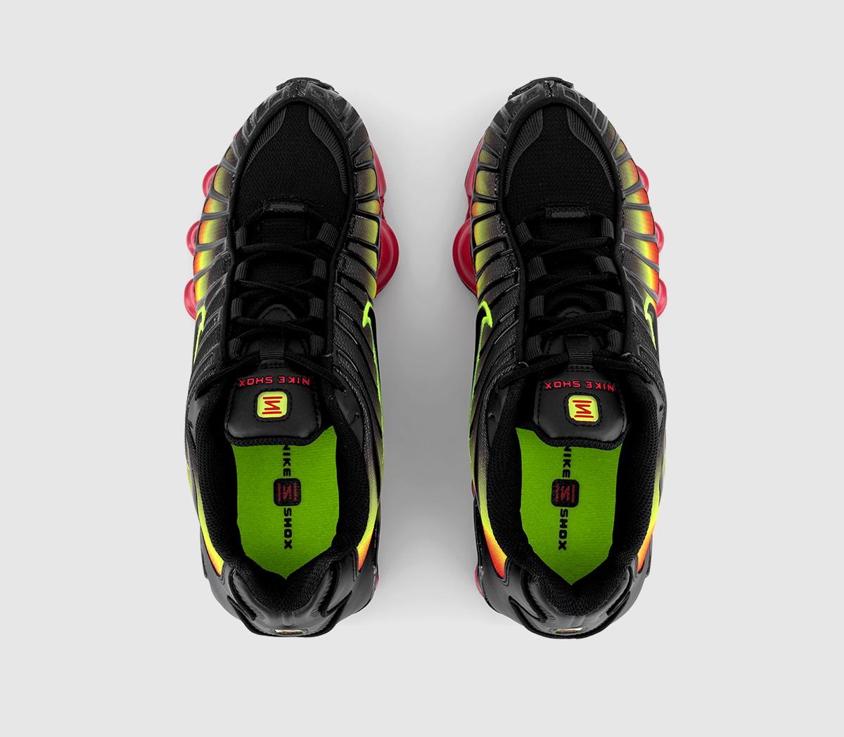 NikeShox TL Trainers NikeShox TL TrainersBlack Black Volt Fire Red