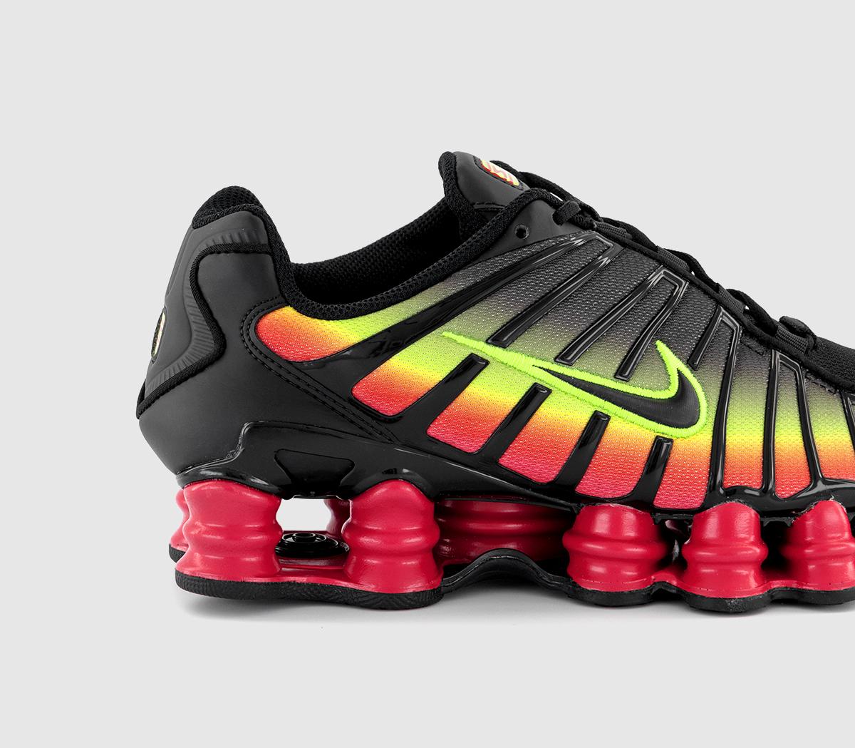 NikeShox TL Trainers NikeShox TL TrainersBlack Black Volt Fire Red