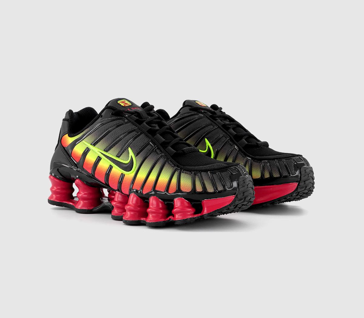 NikeShox TL Trainers NikeShox TL TrainersBlack Black Volt Fire Red