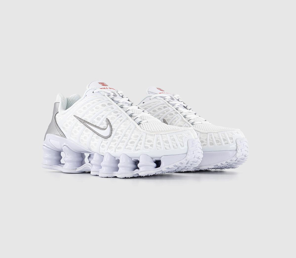 NikeNike Shox TL TrainersWhite White Metallic Silver Max Orange