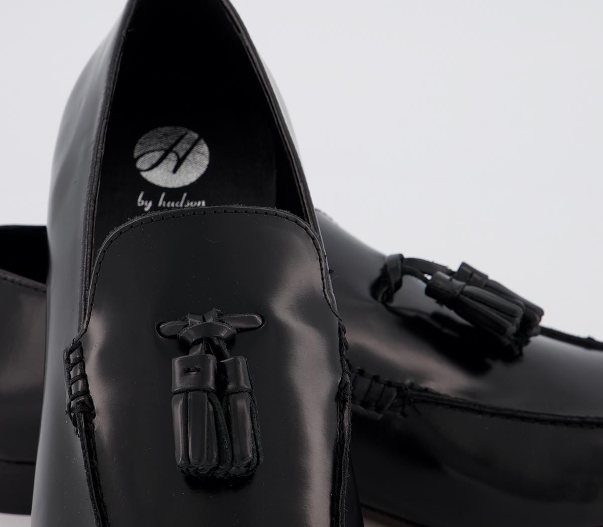 Hudson LondonBolton Tassel LoafersBlack High Shine