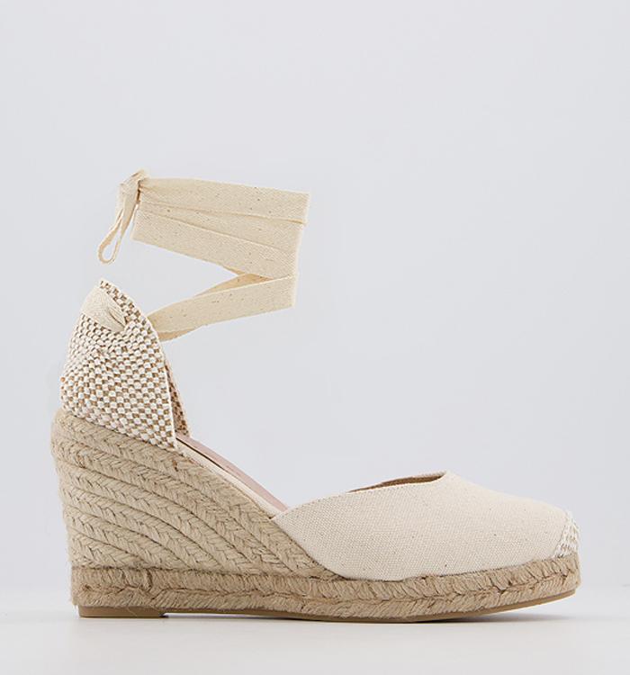OFFICE Marmalade Wide Fit Espadrille Wedges Cream Canvas