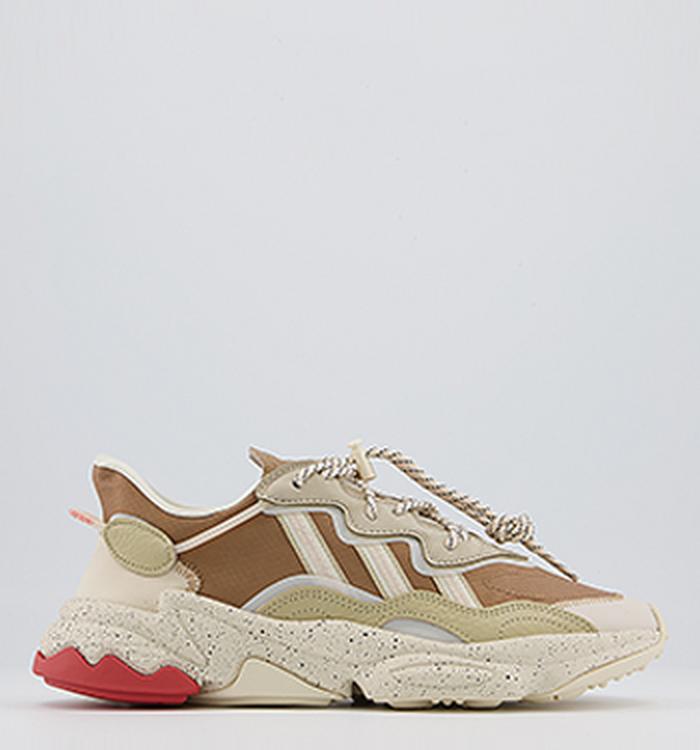 adidas Ozweego Trainers Carboard Cream White Red Ivory Black