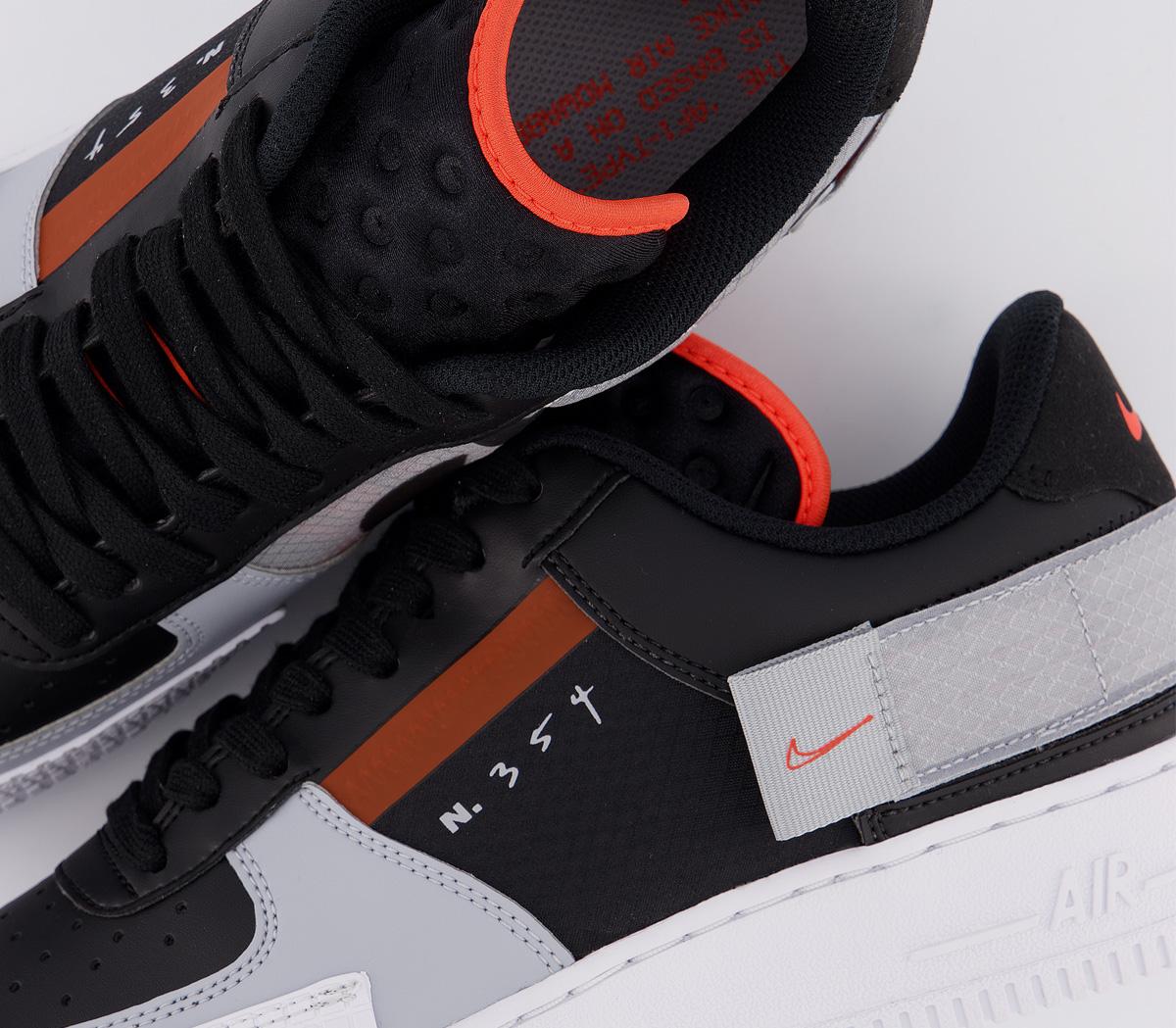 NikeAir Force 1 Type TrainersBlack Hyper Crimson Wolf Grey White