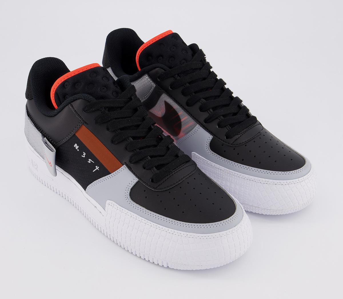 NikeAir Force 1 Type TrainersBlack Hyper Crimson Wolf Grey White